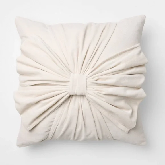Studio McGee x Threshold || Cream Velvet Bow Pillow 20" Christmas Target 2025 - Picture 2 of 4